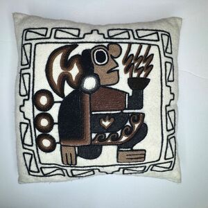 Artisan Decorative Pillow with Brown and Black Design